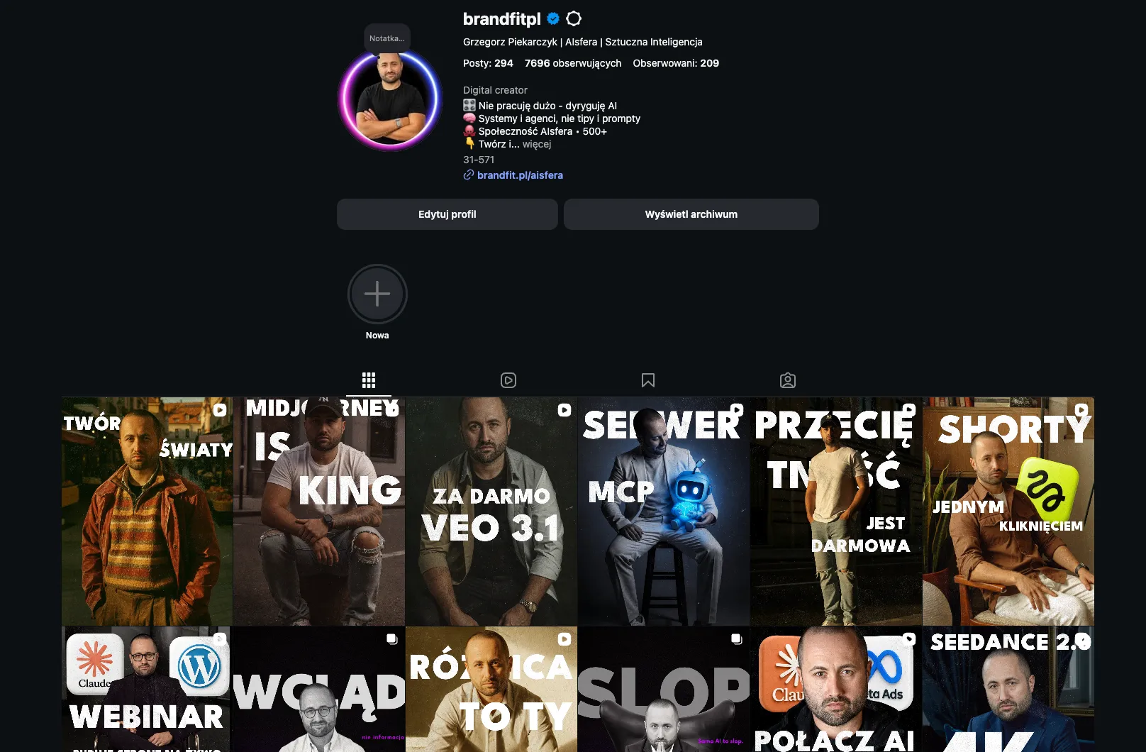 Grzegorz Piekarczyk — profil na Instagramie