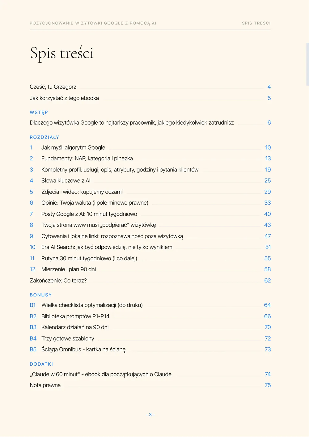 Podgląd strony 3 ebooka o pozycjonowaniu wizytówki Google